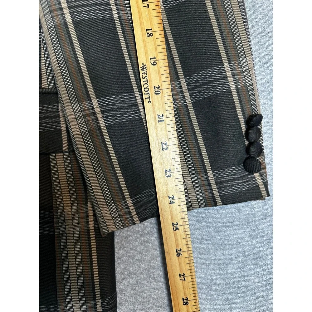 NEW Stacy Adams Blazer Mens 46L Black Tan Plaid Super 100s Long Jacket